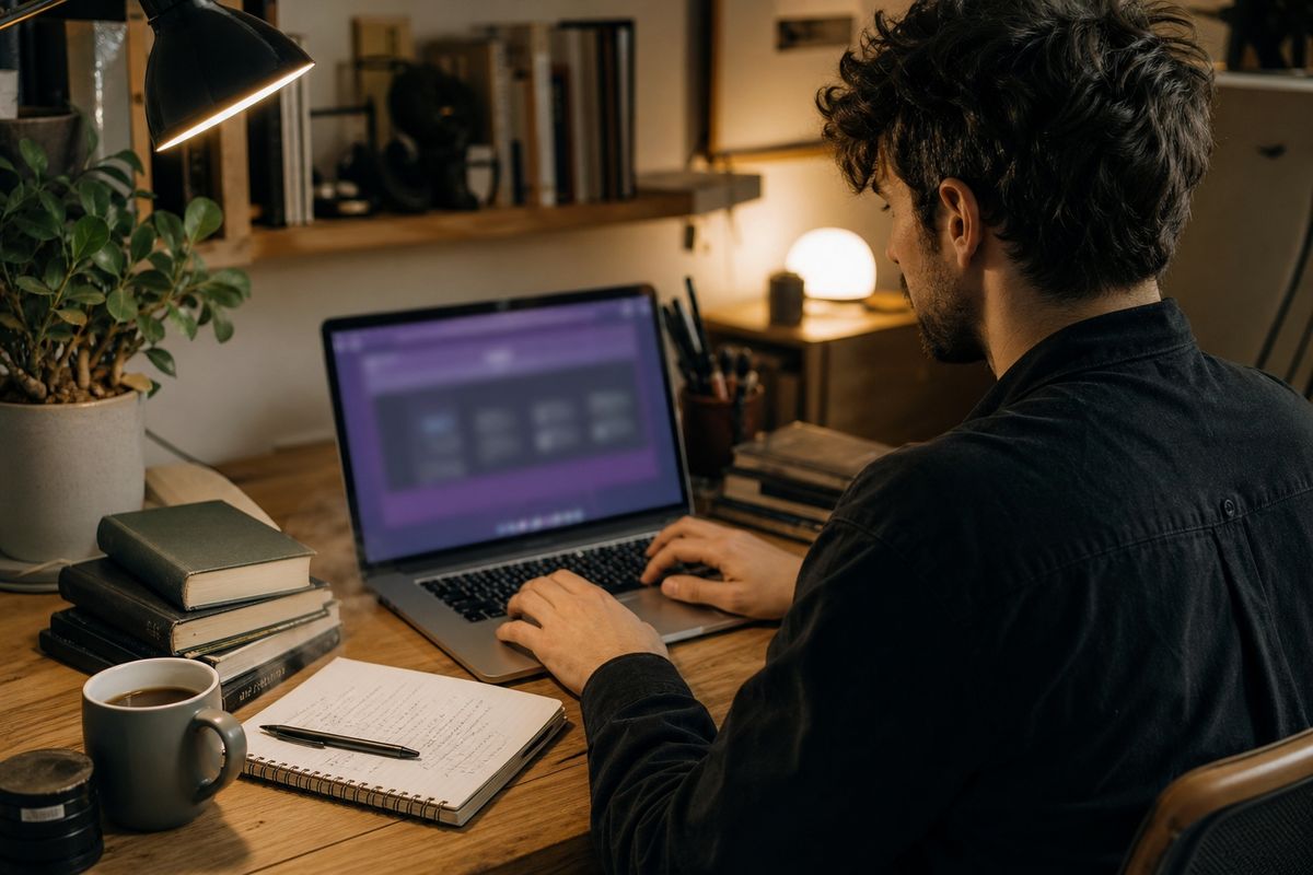 researcher using Tor Browser in home office
