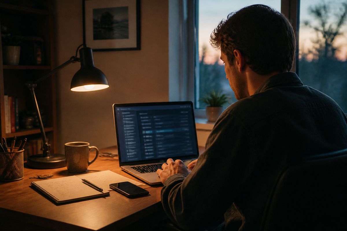 person checking dark web exposure on laptop