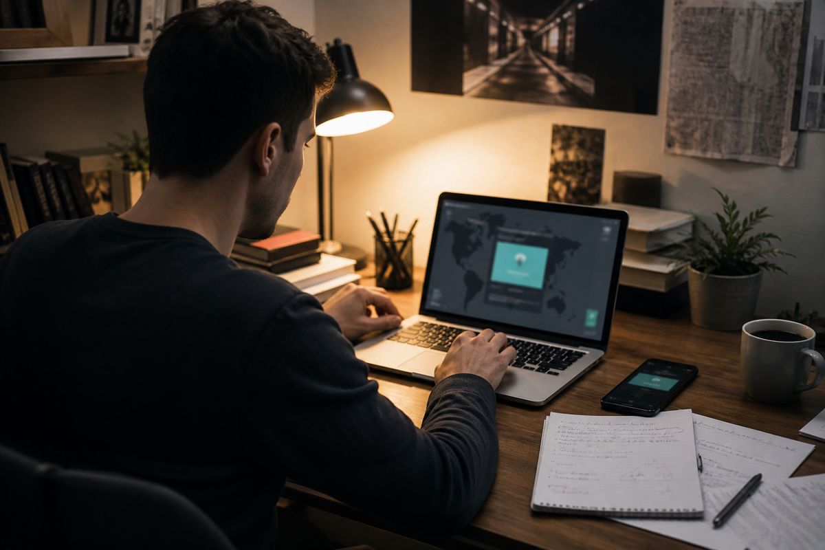 user configuring VPN in a home office