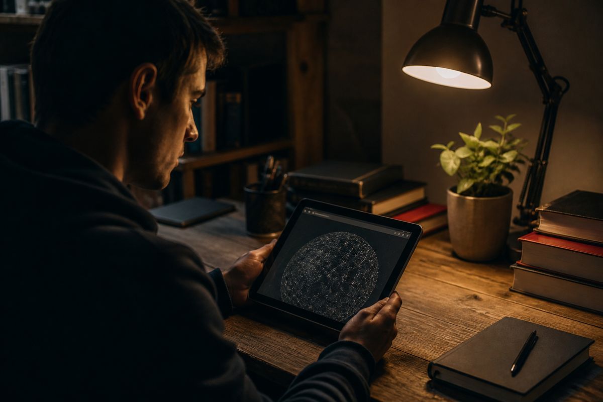 person studying dark web on a tablet