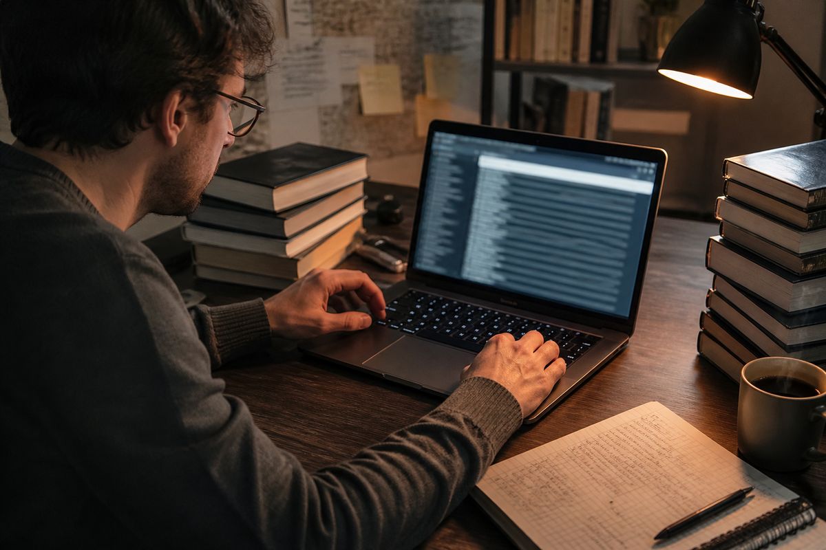 researcher studying deep web resources