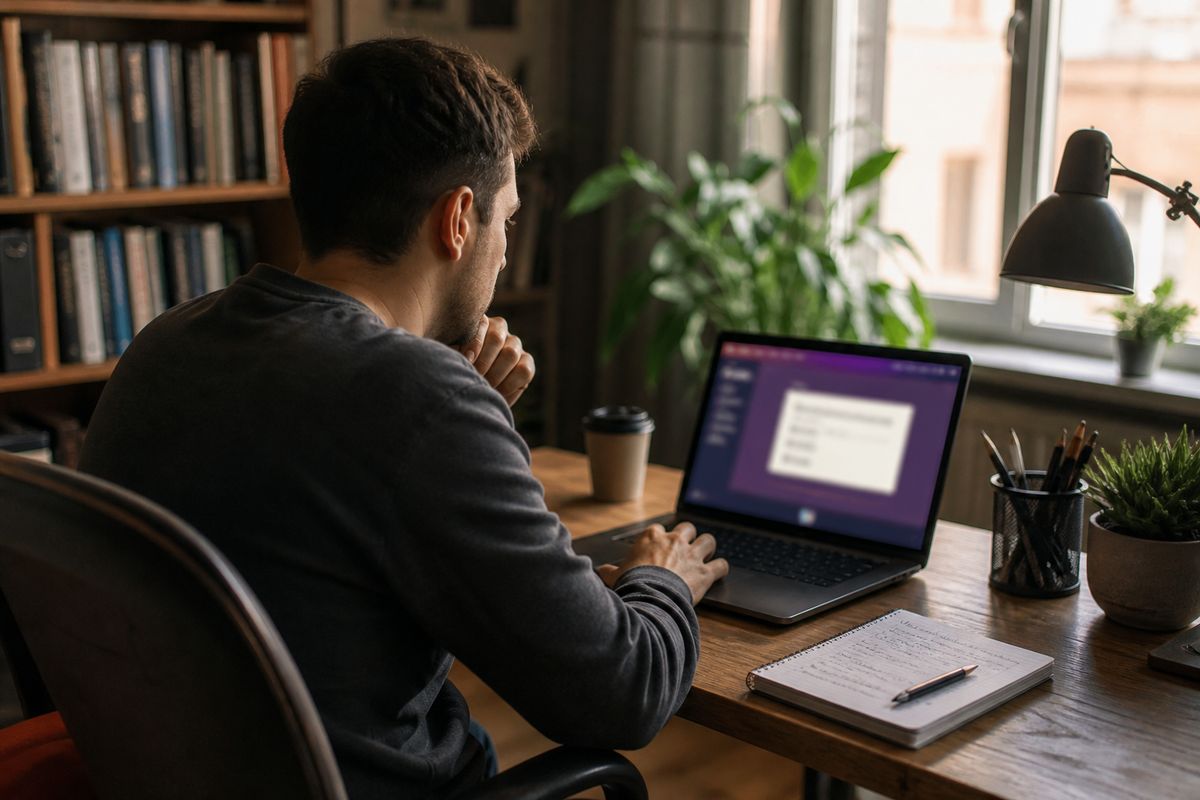 person configuring Tor in a home office